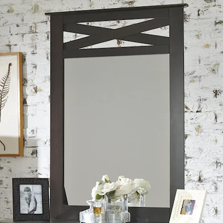 Rectangular Mirror with Wooden Frame and X-Design